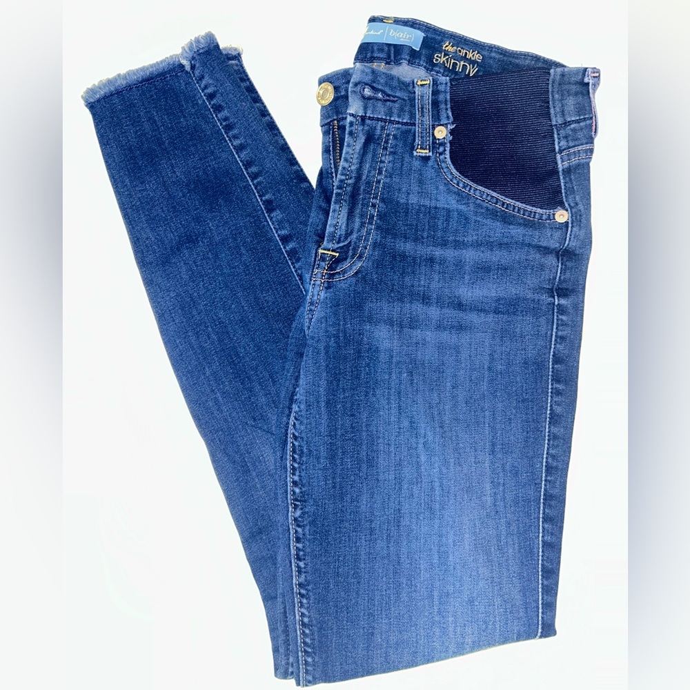 7 For All Mankind B(air) Ankle Skinny maternity jeans low‎ rise fray hem size 26